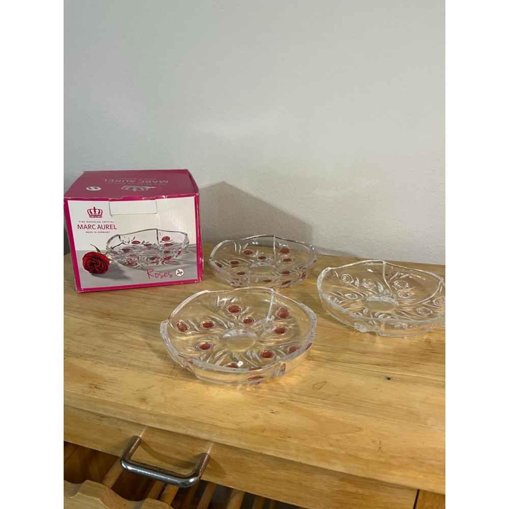 Marc Aurel Rose Crystal Dinnerware Plates Set of 4